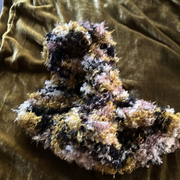 Hand Crafted silk and nylon stretch headband cowl green black mocha ivory Large - Picture 10 of 13